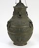19C. Chinese Archaistic Style Bronze Vase Lamp