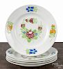 Set of six Villeroy & Boch floral plates, late 19th c., 8 1/2'' dia.