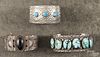 Three Navajo silver and turquoise bracelets.