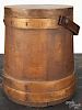 Pine firkin, ca. 1900, 12'' h., together with a bentwood pantry box with a carry handle, 6 3/4'' h., 1