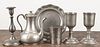 Four pieces of English pewter, 19th c., to include a pair of chalices, 7 1/4'' h.