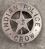 Coin silver Crow Indian Police badge, 1 3/4'' dia.