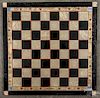 Reverse painted and foil gameboard, 19th c., initialed RDS, 19 3/4'' square.