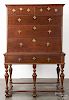 Pennsylvania William & Mary high chest, ca. 1740, having two over three drawers, 63 1/2'' h., 41'' w.