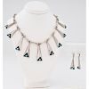 Navajo Triangular Shadow Box Pendant Necklace AND Earrings