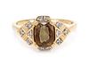 A 14 Karat Yellow Gold, Andalusite and Diamond Ring, 2.20 dwts.