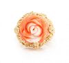 A 14 Karat Yellow Gold and Coral Flower Ring, 8.20 dwts.