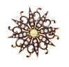 A Victorian Rose Gold, Opal, and Seed Pearl Starburst Brooch, 2.30 dwts.