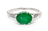 A Platinum, Emerald and Diamond Ring, 2.30 dwts.
