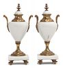 * A Pair of Composite and Gilt Metal Urns  Height 9 3/4 inches.