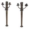 A Pair of Metal Three-Light Sconces Height 34 inches.