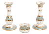 Three Dresden Porcelain Table Articles Height of taller 6 1/2 inches.