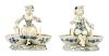 Two Meissen Porcelain Figural Double Salts Height 5 1/2 inches.