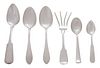 An Assortment of English Silver Serving Articles, Various Makers, comprising: 3 serving spoons 1 medium spoon 1 teaspoon 1 se