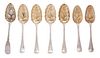 A Collection of Seven English Silver Berry Spoons, Various Makers,