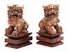 A Pair of Marble Foo Dogs Height 11 inches.