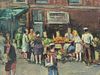 WOOLFSON, F. 1944 Oil on Masonite. Street Market.