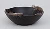 MEXICAN SILVER INLAID BLACK POTTERY BOWL