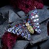 A Silver-Top Sapphire Butterfly Brooch