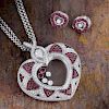 Chopard Happy Diamond Ruby Heart Pendant Necklace and Earring Set
