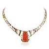 A Carnelian and Enamel Gold Necklace