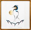 Garnet Tobacco watercolor and airbrush drawing, titled Great Blue Heron, signed and dated 2010,