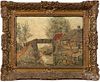 Oil on canvas primitive canal scene, ca. 1900, signed W. Volkers, 12'' x 16 1/4''.