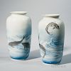 Near Pair of Blue and White Porcelain Vases 一对蓝白瓷瓶