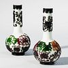 Pair of Four-color Double Overlay Peking Glass Vases 一对四色玻璃花瓶