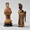 Two Wood Figures of Attendants 两个木人像