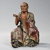 Lacquered Wood Statue of a Monk 日式漆器僧像