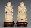 Pr. Chinese Carved Ivory Figures, Emperor & Empress