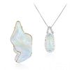 A Pair of Opal and Diamond Pendants