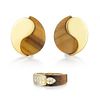 A Gold and Tiger Eye Earring and Ring Set