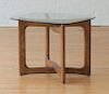 ADRIAN PEARSALL / CRAFT ASSOCIATES GLASS TOP WALNUT END TABLE