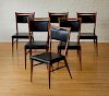 SIX PAUL MCCOBB / H. SACKS & SONS "CONNOISEUR COLLECTION" VINYL UPHOLSTERED WALNUT DINING CHAIRS