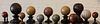 GROUP OF TWELVE DECORATIVE MARBLE, STONE AND WOOD ORBS