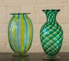 TWO ITALIAN COLORED GLASS VASES