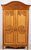 COUNTRY FRENCH STYLE CARVED OAK ARMOIRE C1970
