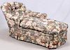 FLORAL PRINT UPHOLSTERED CHAISE LOUNGE LATE 20TH C