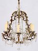 SIX-LIGHT BRASS AND CRYSTAL CHANDELIER