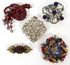 SORRELLI AND OTHERS CRYSTAL BROOCHES 5 PCS