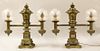 PAIR OF BRASS DOUBLE-ARM ARGAND LAMPS