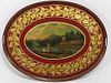 19TH C. REGENCY RED TOLEWARE OVAL TRAY