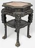 CHINESE MARBLE-TOP CARVED STAND