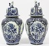 DUTCH DELFT POTTERY URNS TWO