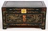 CHINESE LACQUER CHEST W/ PHOENIX BIRDS IN LANDSCAPE