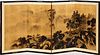 JAPANESE HAND PAINTED FIGURAL MOUNTAIN SCENE SCREEN