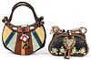 MARY FRANCES MULTICOLORED LEATHER AND FABRIC BAGS