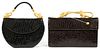LEE WOLFE BLACK AND BROWN LEATHER BAGS 2 PIECES